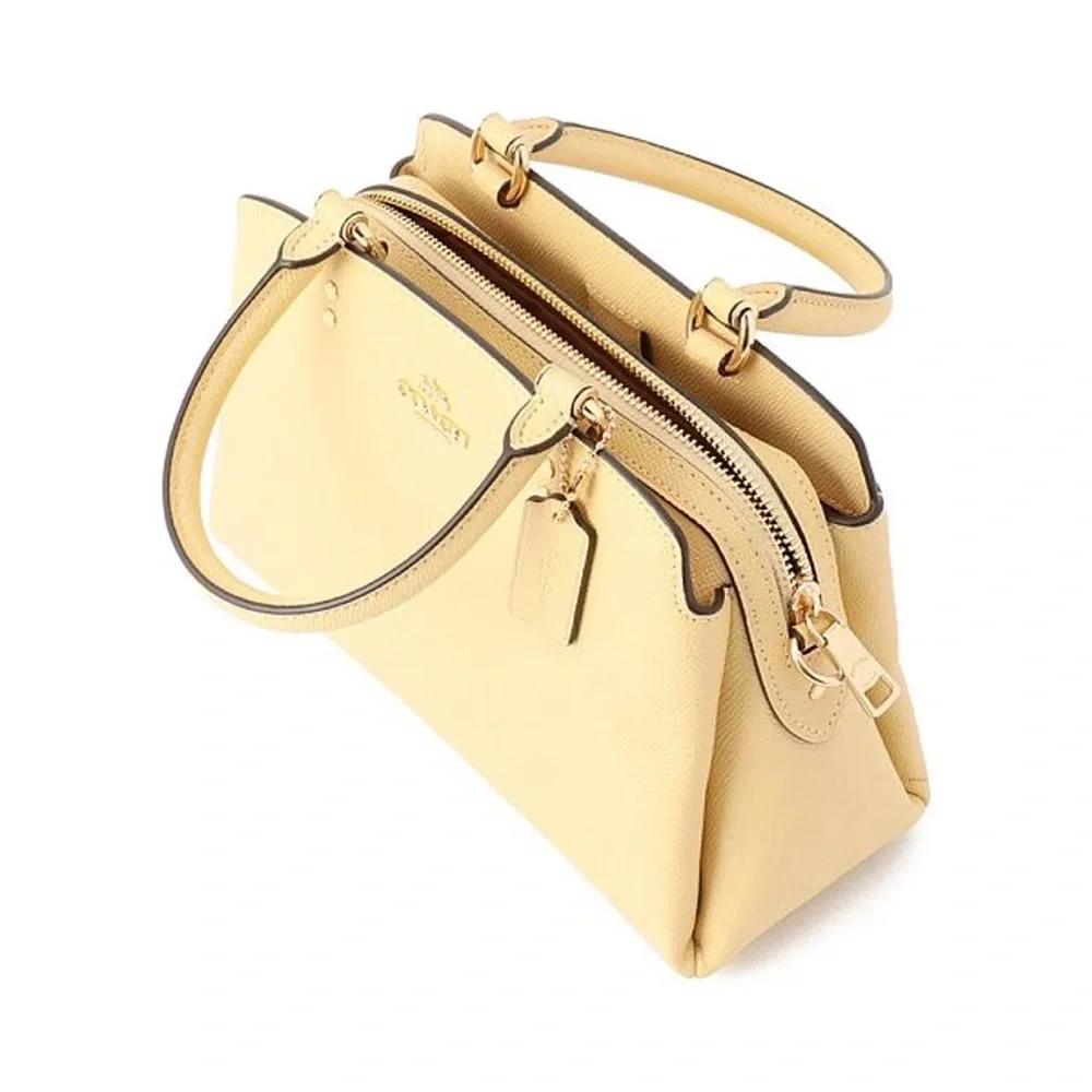 Coach Mini Lillie Carryall Shoulder Bag Crossgrain Leather Vanilla Cream Yellow - Picture 9 of 12